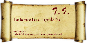 Todorovics Ignác névjegykártya