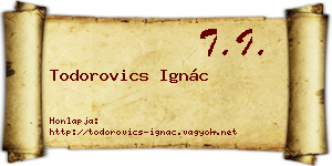 Todorovics Ignác névjegykártya